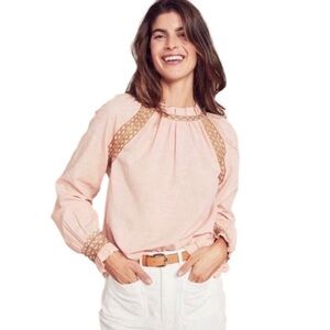 Faherty Brand ARLES blouse blush Size Small Embroidered